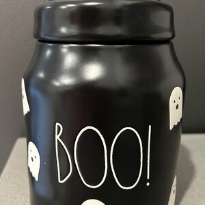 Rae Dunn black ghost canister “BOO!”